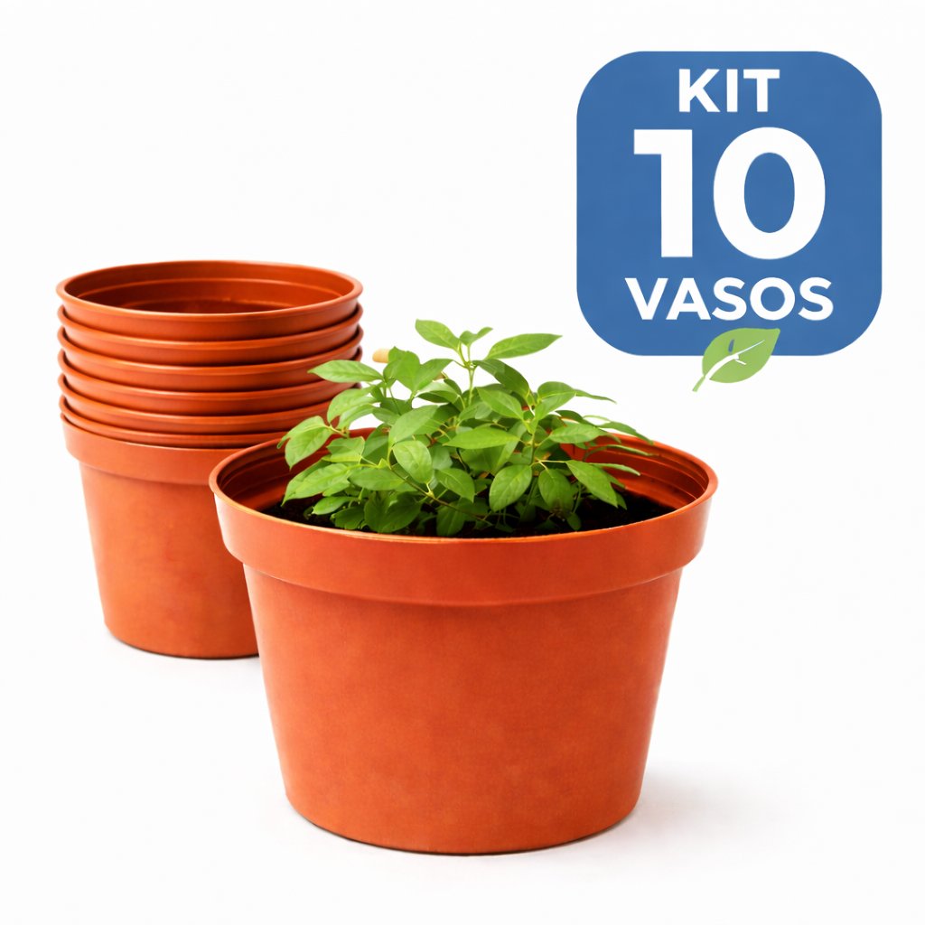 Kit 10 Und Vaso - Floreira Jardineira Preta 400ml RESISTENTE Horta Mudas Cactos Suculentas Ervas