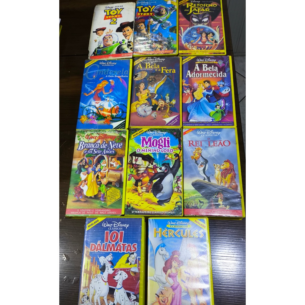 Lote 11 fitas  em VHS  clássicos  Disney pixar infantil O RETORNO DE JAFAR /TOY STORY /HERCULES /MOGLI/CINDERELA