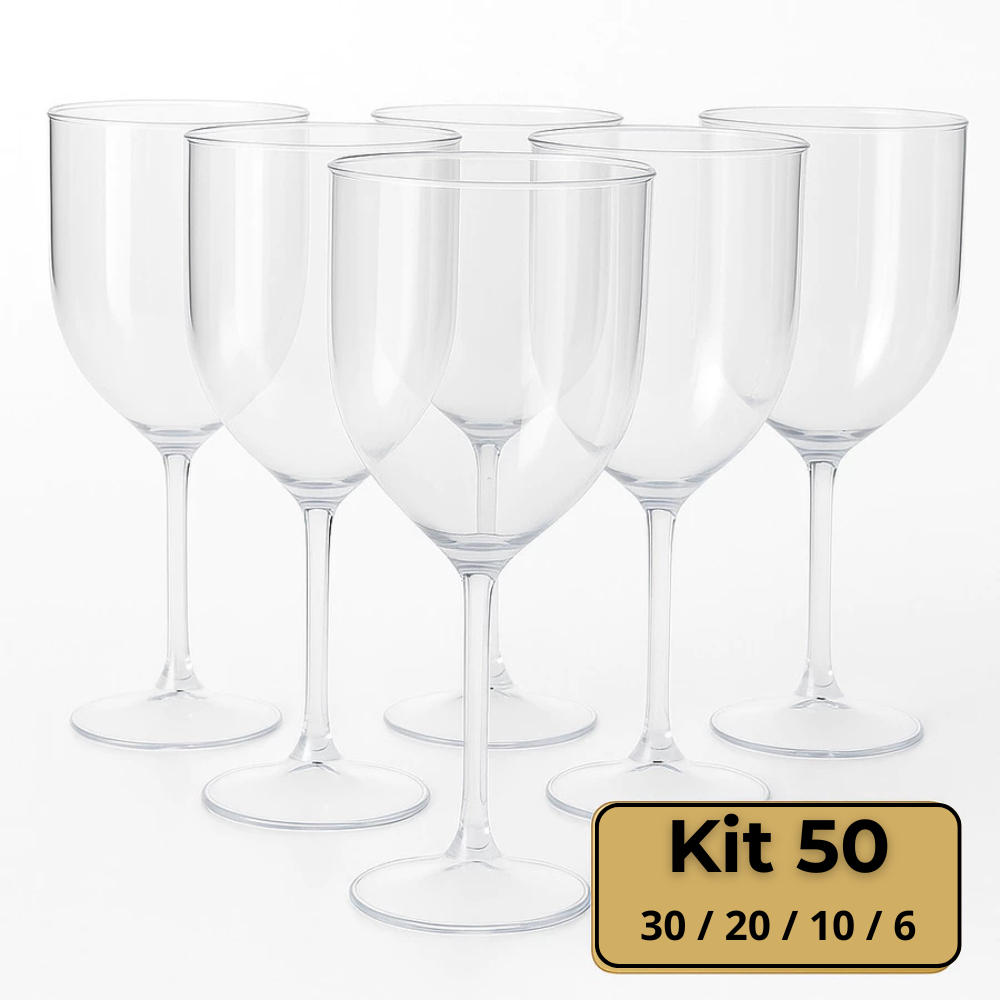 Taças Vinho Acrílico Cristal Resistente 330ml Premium Para Festas Eventos