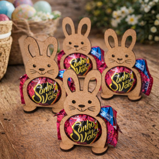 Kit com 30 Porta Bombom de Coelho para Páscoa em MDF em Oferta na Shopee