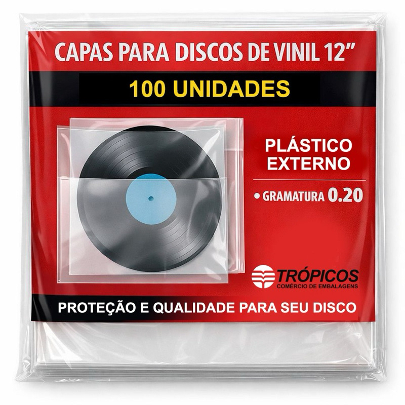 Plastico Vinil Lp Externo Grosso Reforçado 0.20 - 100 Unids
