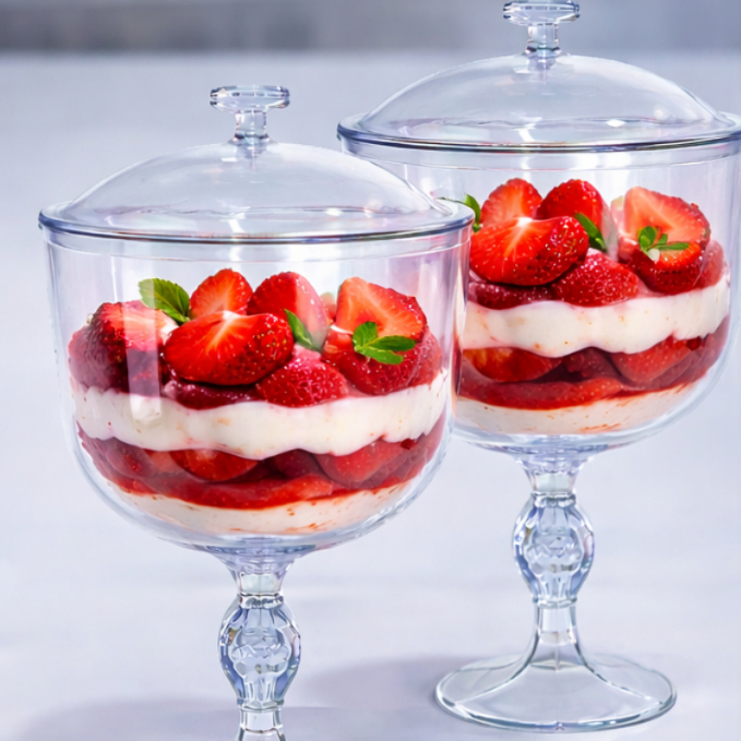 Kit 2 Taças com Tampa Americana Sobremesa Bolo Balas Doces Gourmet Festa Eventos em Oferta na Shopee