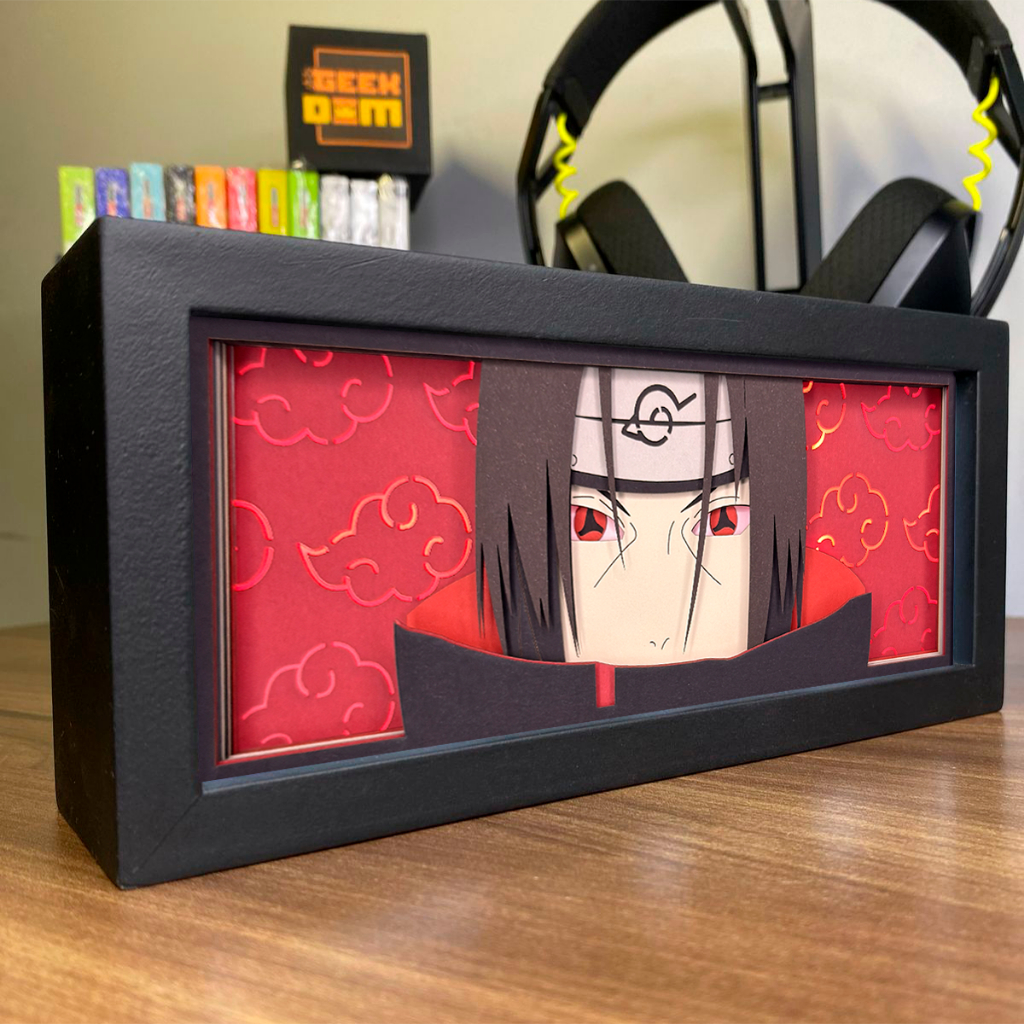 Luminária Lightbox Anime 3D LED Decoração de Mesa PC Gamer Naruto Itachi Uchiha