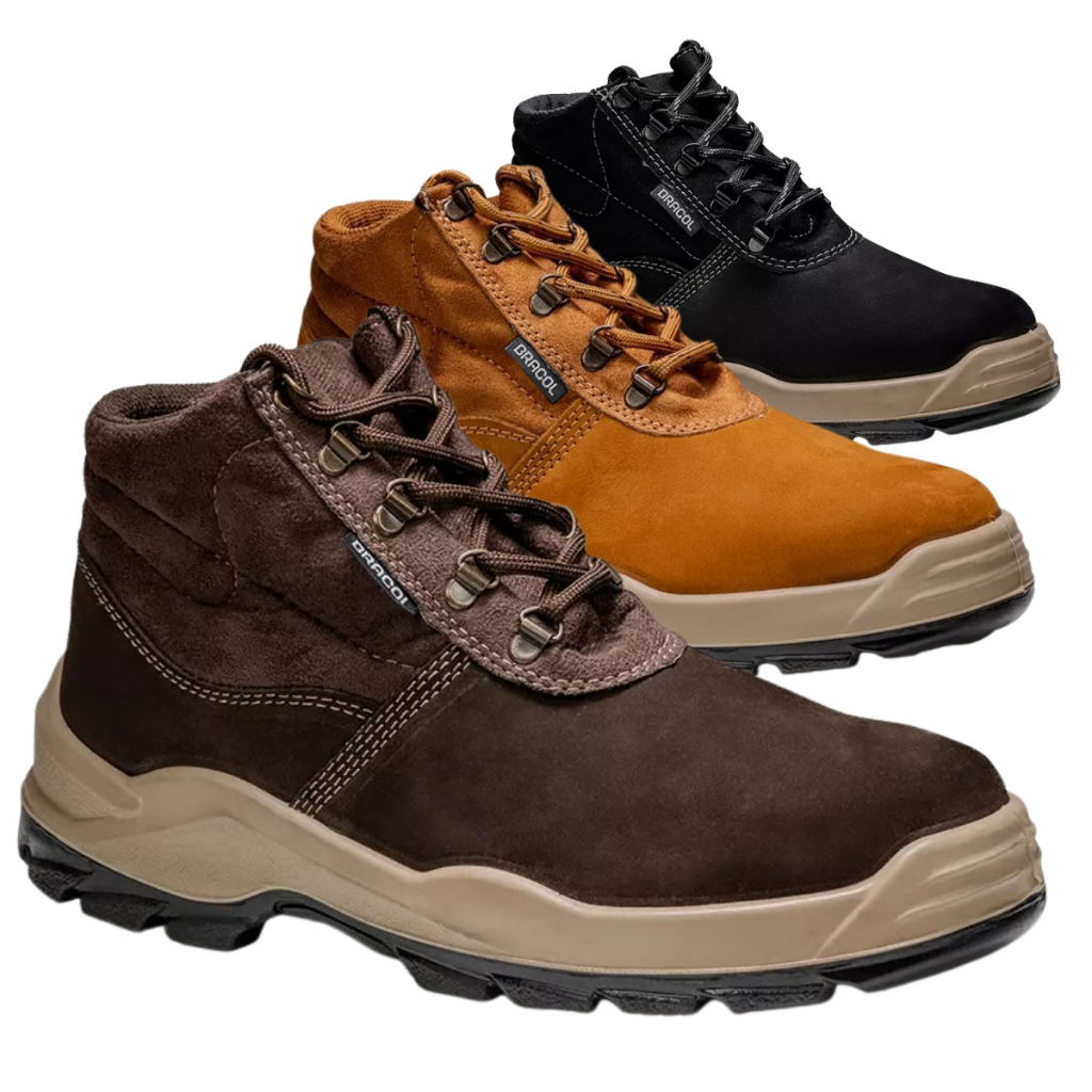 Bota Botina Ocupacional Trabalho Segurança EPI Bracol Original BAFN Couro Nobuck Bico PVC