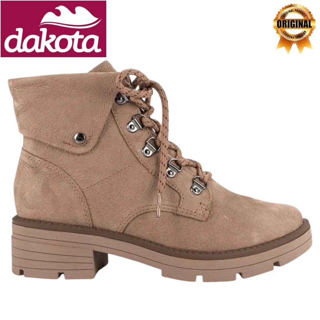 Bota Coturno Feminino Dakota Em Couro Tratorada Salto Bloco Confortável Original Da131