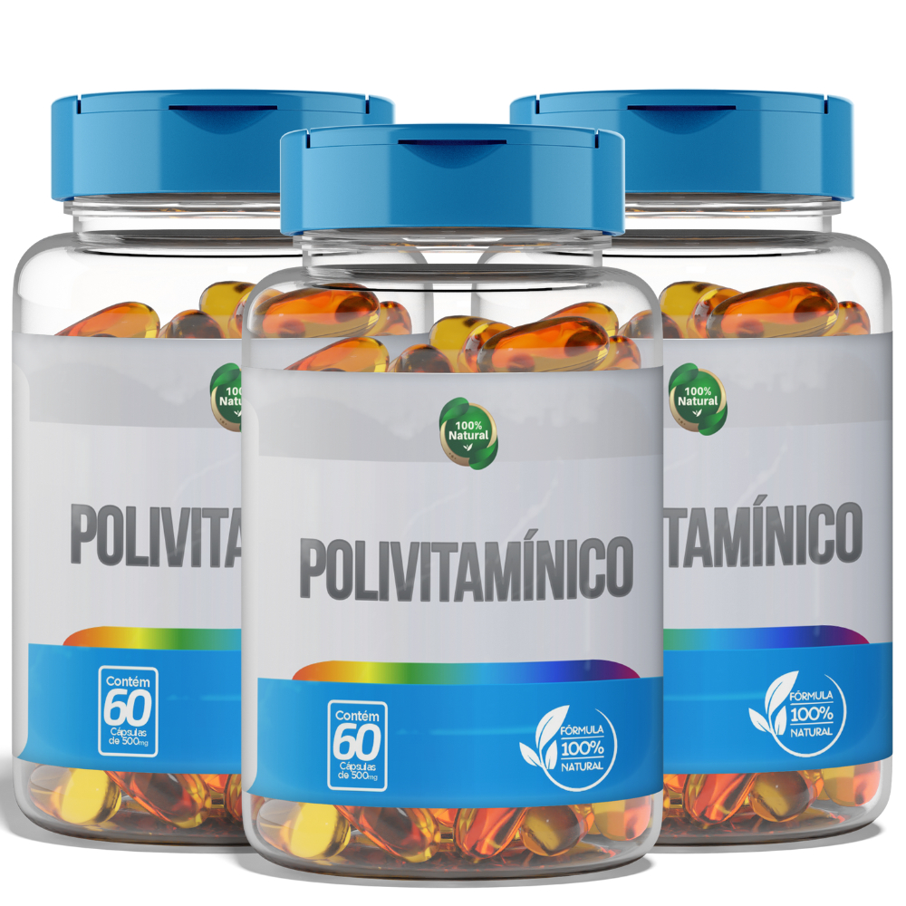 Polivitamínico de A a Z Completo – Suplemento Alimentar com Vitaminas e Minerais - 3 potes