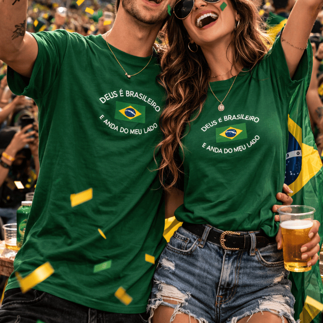 Kit Casal Conjunto Camisa Camiseta Brasil Copa Blusa Tendencia Brazil Leve Confortyável 100% Algodão em Oferta na Shopee