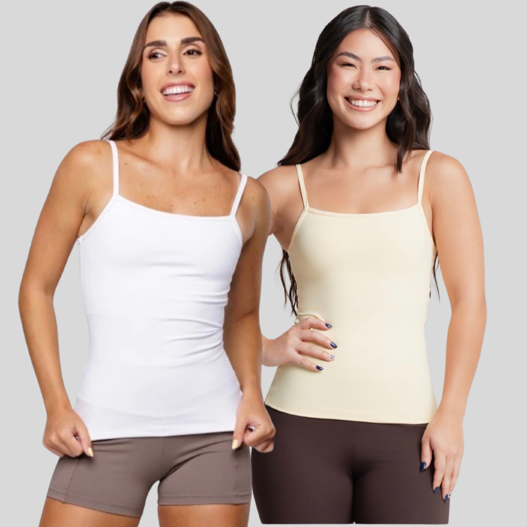 2 Regata Alça Fina Fitness Camiseta Feminina  Poliamida Blackout Camiseta Slim Academia Casual Verão