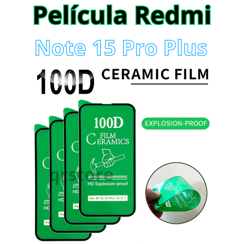 Película Redmi Note 15 Pro 4G Note 15 Note 15 Pro Plus  X8 Pro Maxx  M8 Pro de Cerâmica com furo na câmera + kit limpeza