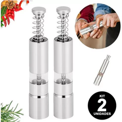 Kit 2 Moedor de Pimenta e Sal Himalaia Grosso Em Aço Inox Cozinha Restaurante Prático Premium