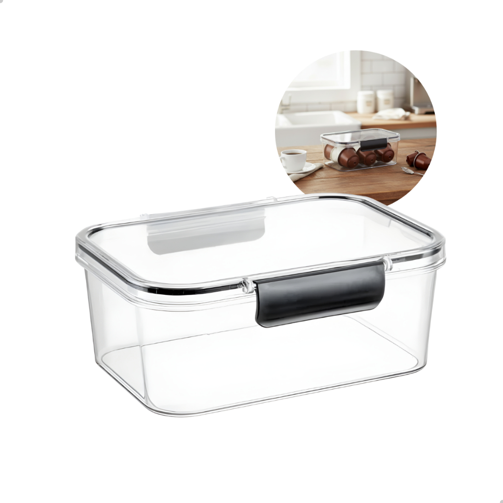 Pote Hermético para Grãos 1,9L Transparente Organizador Cozinha Mantimentos Despensa Cereais Açúcar