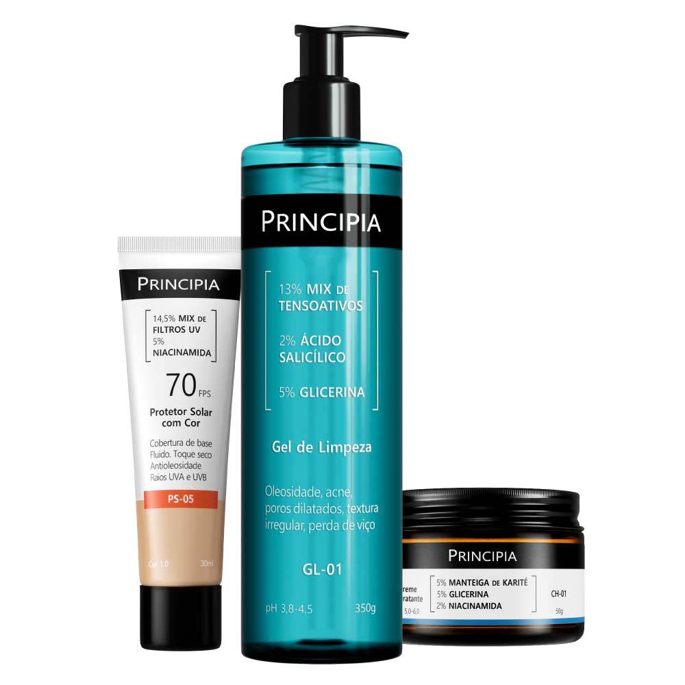 Principia Kit Limpa Hidrata e Protege c/ Gel de Limpeza GL-01 + Creme Hidratante CH-01 + Protetor Cor PS-05 FPS 70 · foto 2