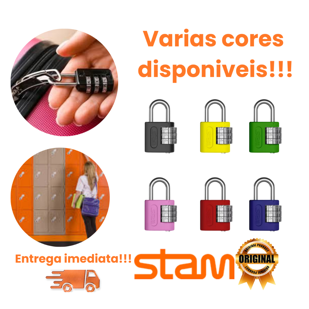 Imagem Cadeado de segredo Stam 25mm Original Alta Segurança para Armário Mala Portão