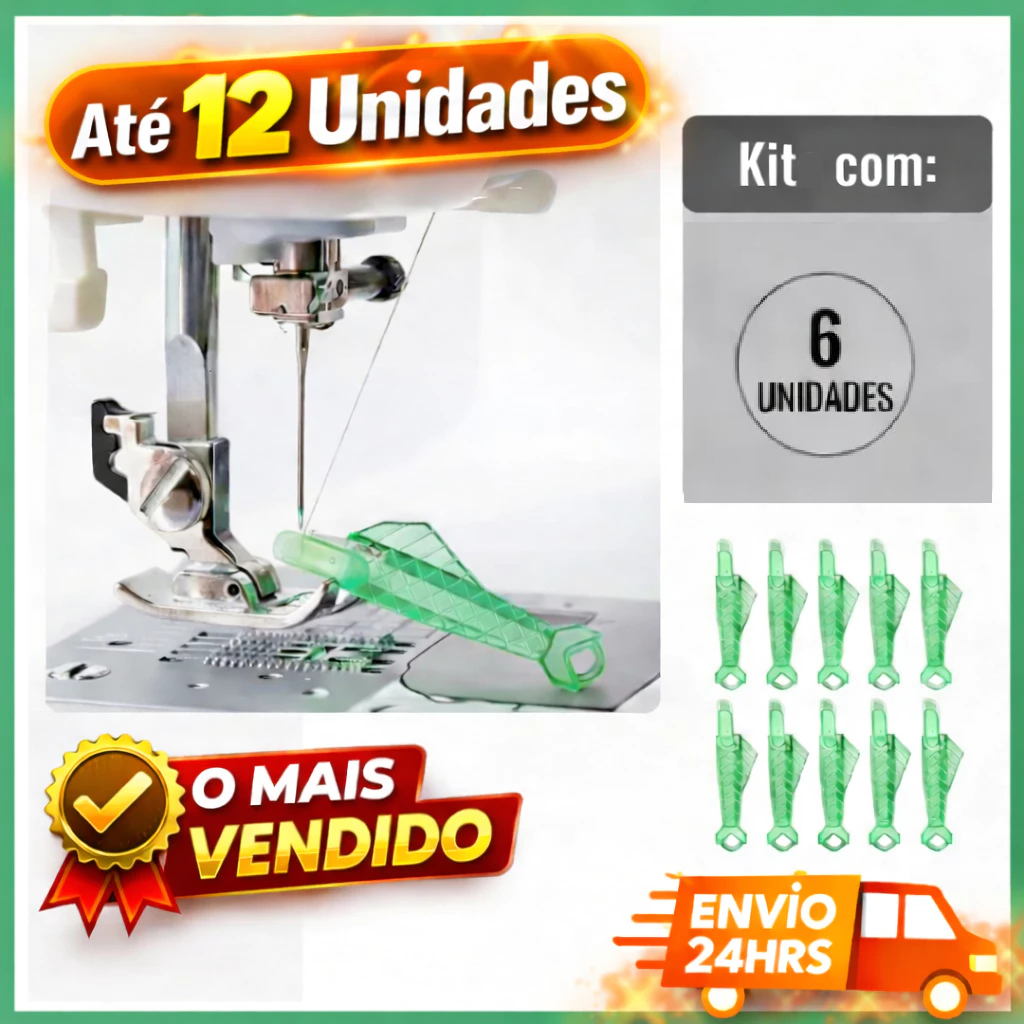 Kit com 6 Passador de Linha na Agulha para Máquina de Costura Prático, Resistente e Fácil de Usar