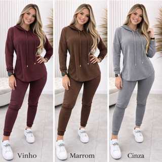 Conjunto lanzinha 2 peças blusa com capuz e calça jogger em Oferta na Shopee