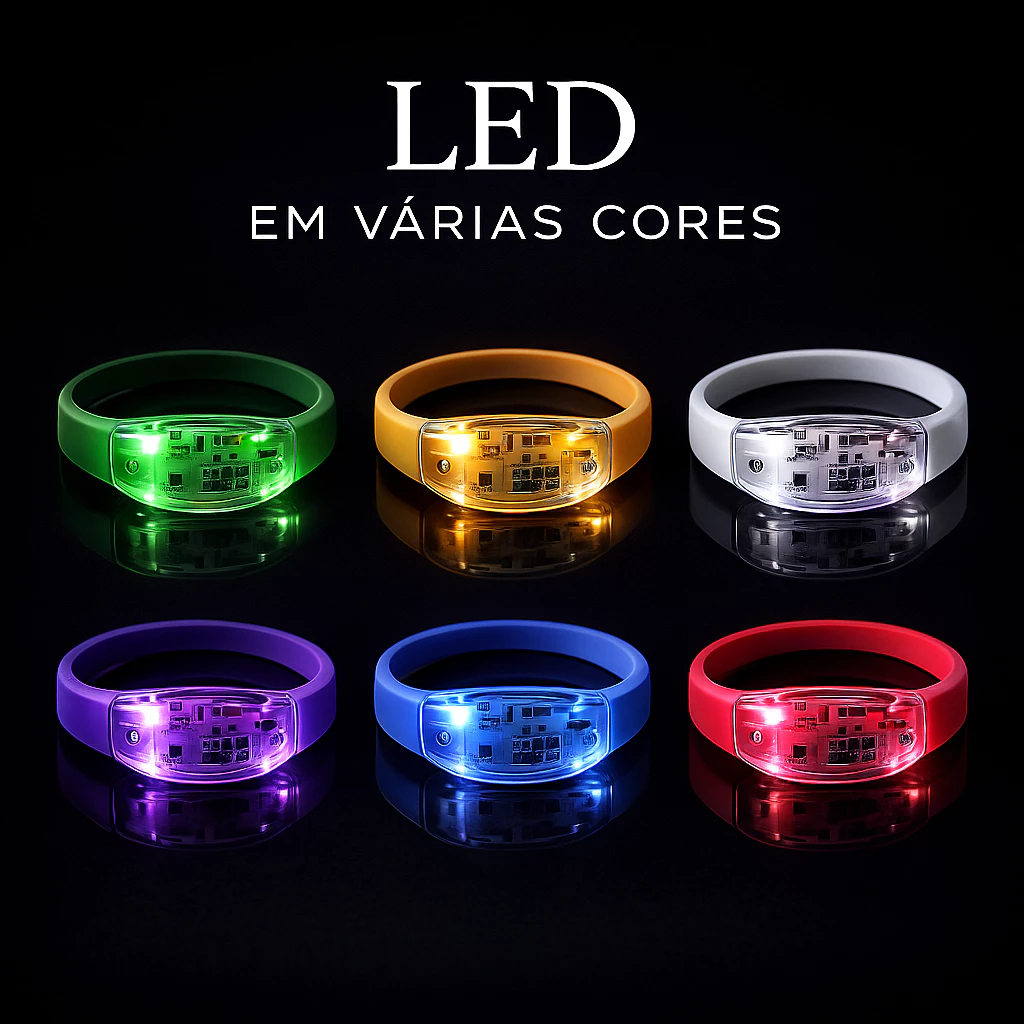 Bom Pulseiras LED Ativada por Som que Pisca ao Música de Luz para Festa, Formatura e Aniversário em Oferta na Shopee