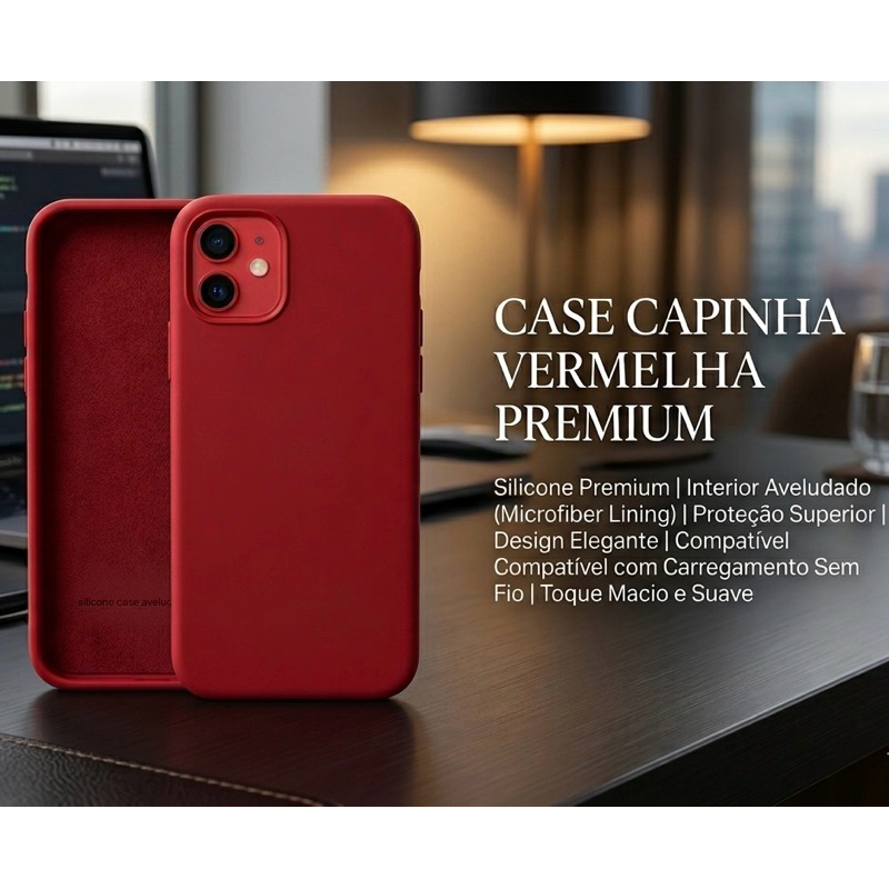 Capa Case capinha vermelha Premium silicone case aveludada dentro iPhone 5SE. 7/8. Xr. 11.12.13.14.15.16.16 promax