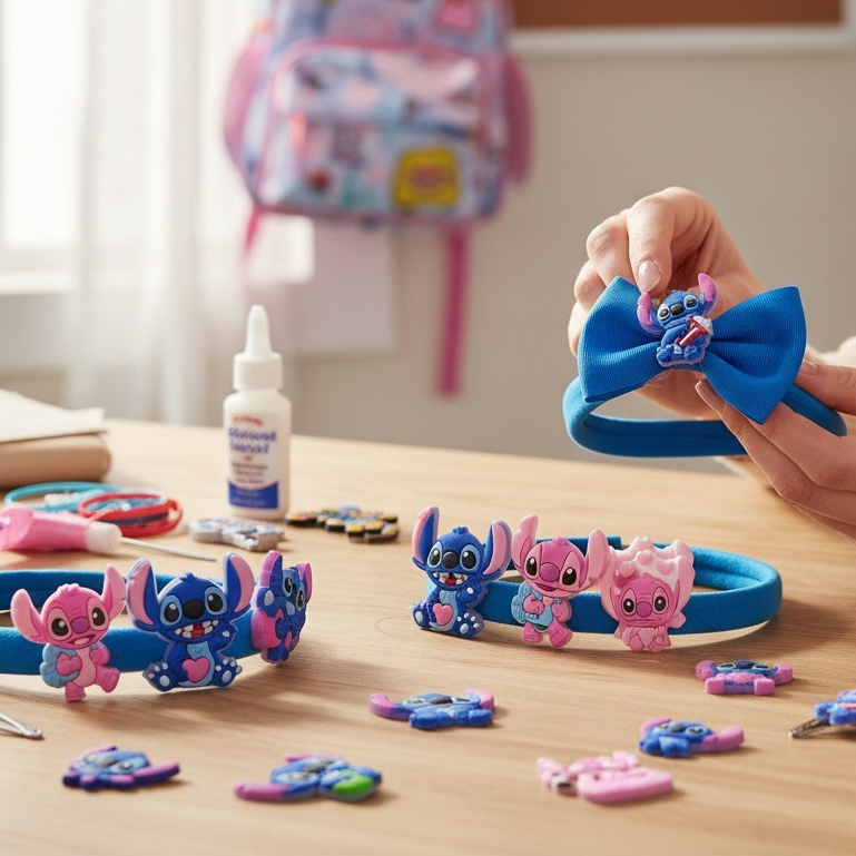 Kit 10 Apliques Emborrachados Stitch | Sortidos para Laços, Tiaras, Acessórios e Artesanato Criativo em Oferta na Shopee