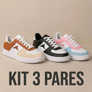 Kit 3 Pares Tênis Casual Street Look Urbano Conforto Respiravel Para Caminhadas E Uso Diario em Oferta na Shopee