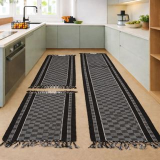 Kit Tapetes Cozinha 3 Peças Passadeira + 2 Tapetes Lavável Decoração Moderna em Oferta na Shopee