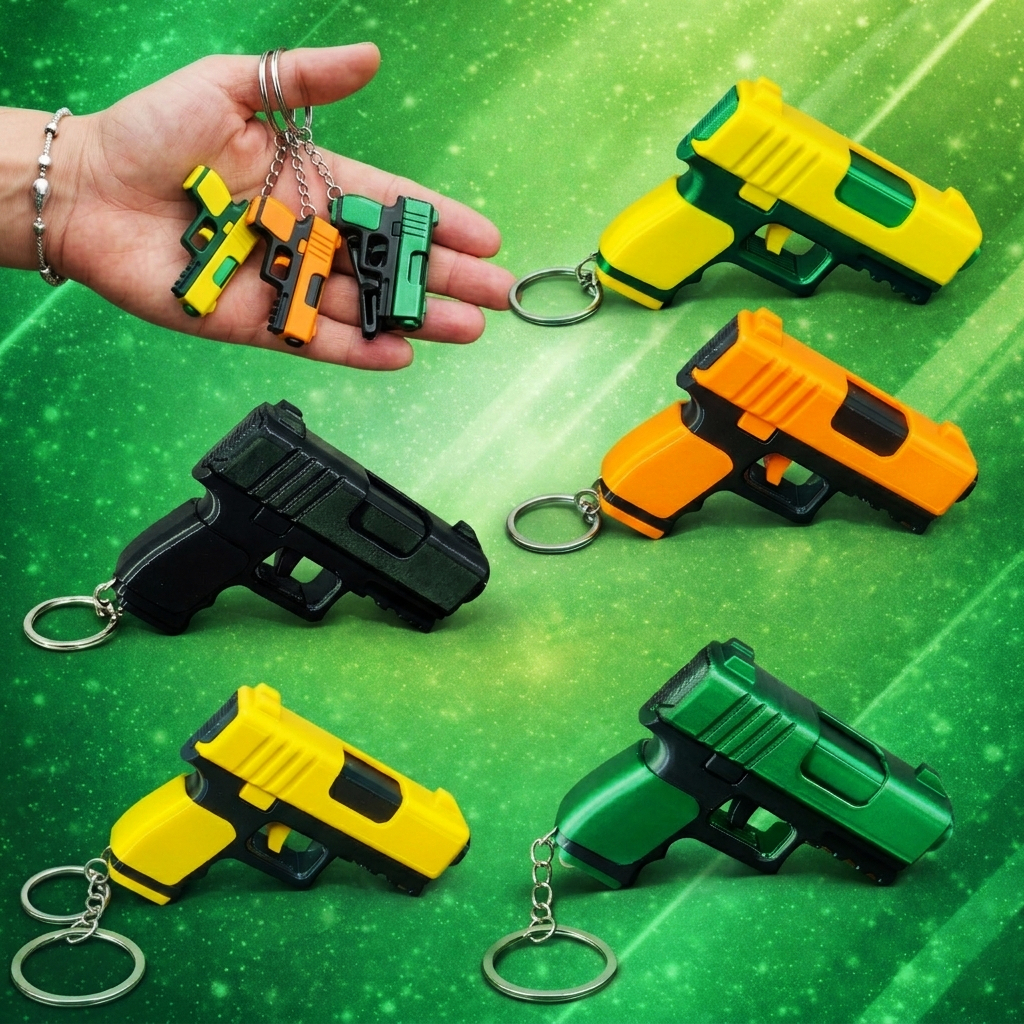 Chaveiro Glock Mini Arma Decorativo Ação Deslizante Anti Stress