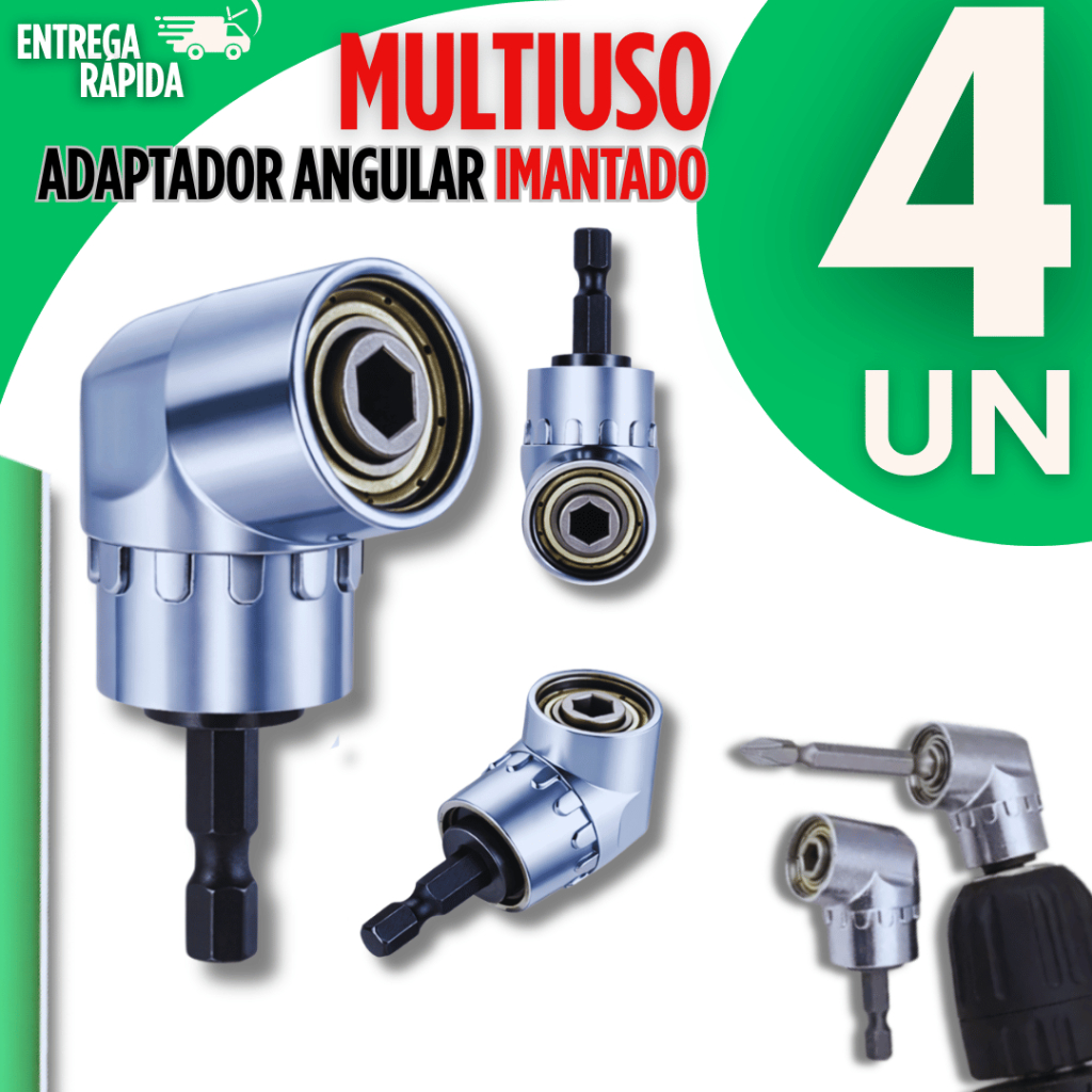 Jogo Adaptador Angular Magnético P/ Furadeira Parafusadeira Hexágono De Ângulo Reto Imantado