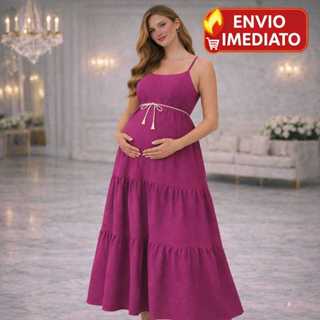 Vestido Longo Gestante 3 Marias Moda Evangélica Ensaio Gestante Chá de Bebê Confortável Envio Imediato em Oferta na Shopee