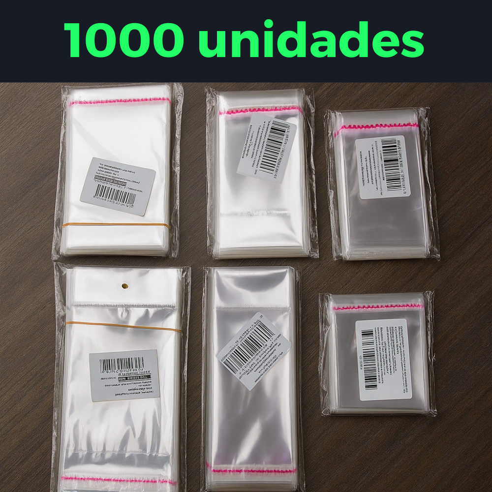 Saco Adesivado Transparente Kit Com 1000 Unidades Saquinho Adesivo Embalagem