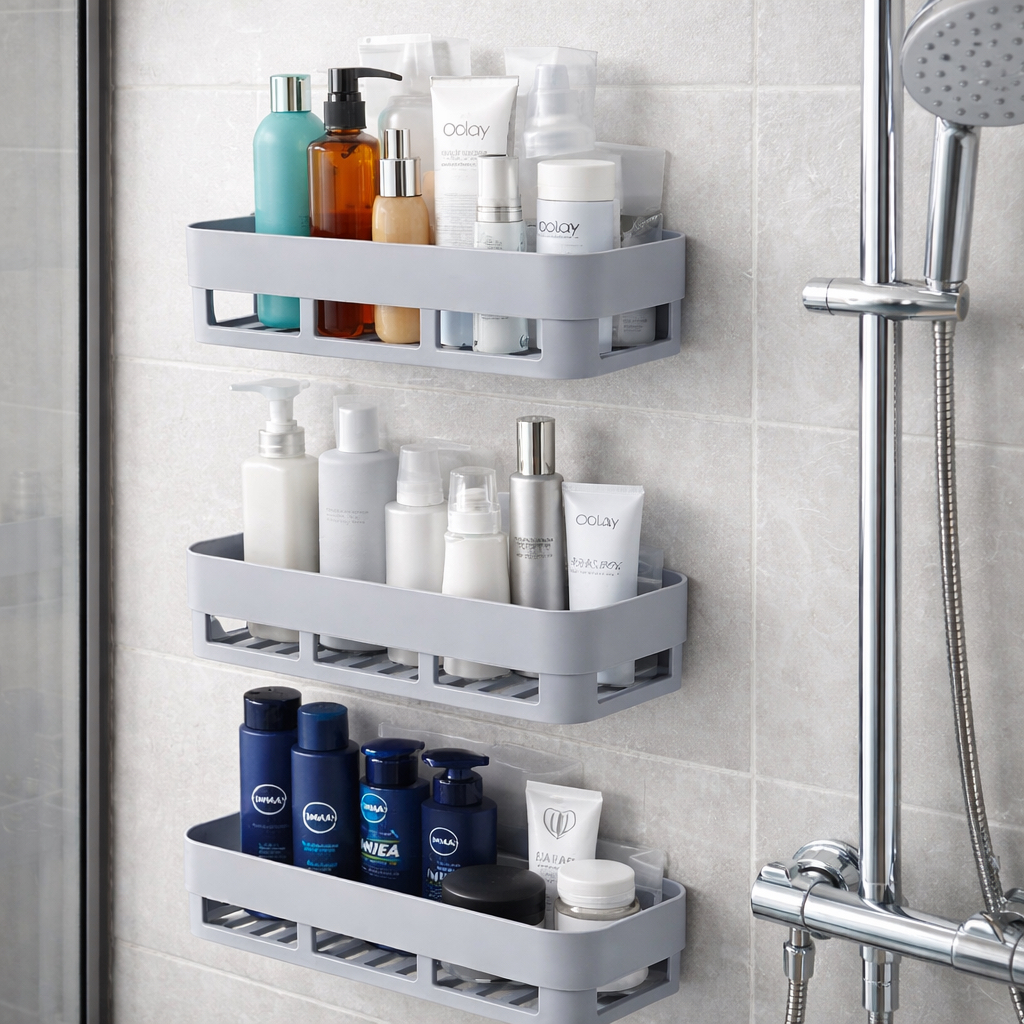 Kit Com 3 Suportes Organizadores Multiuso Com Adesivo Para Banheiro em Oferta na Shopee