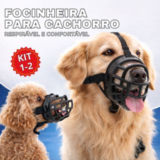 Focinheira Ajustável de Silicone Macia Respirável para Cães de Porte Médio e Grande Cor P…