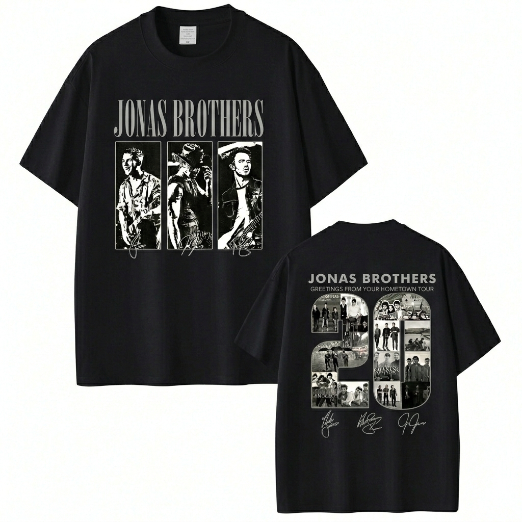 Camiseta Algodão Unissex, Vintage Jonas Brothers Pop 20