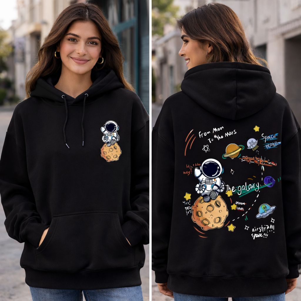 Blusa de Frio Moletom Feminino Masculino Tendência Astronauta Algodão Flanelado Lançamento