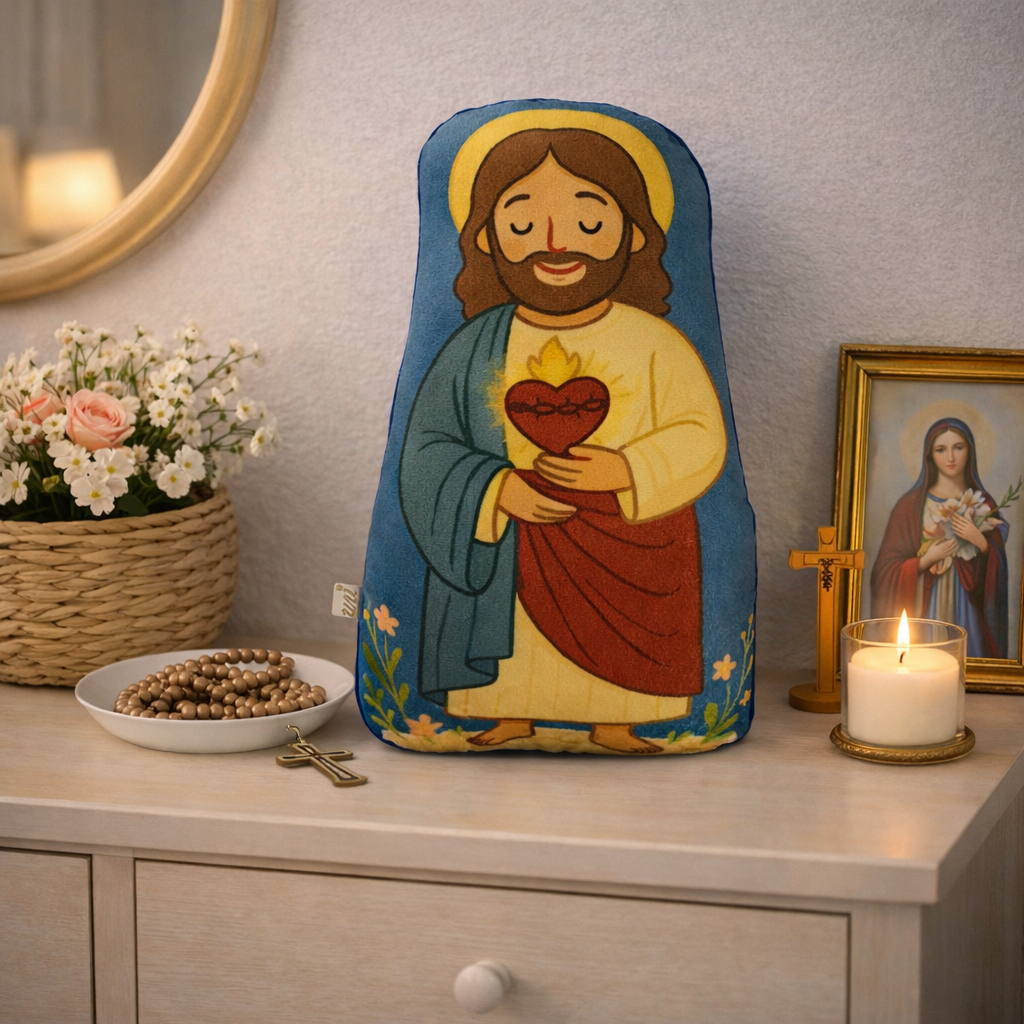 Almofada Decorativa Cheia Religiosa Jesus Nossa Senhora Aparecida Santo Antonio 30cm