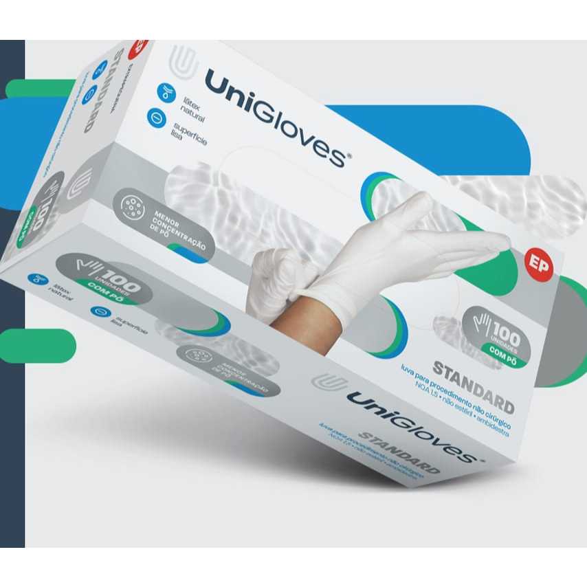 Luva De Procedimento Com Pó Standard Com 100 Unidades UniGloves em Oferta na Shopee
