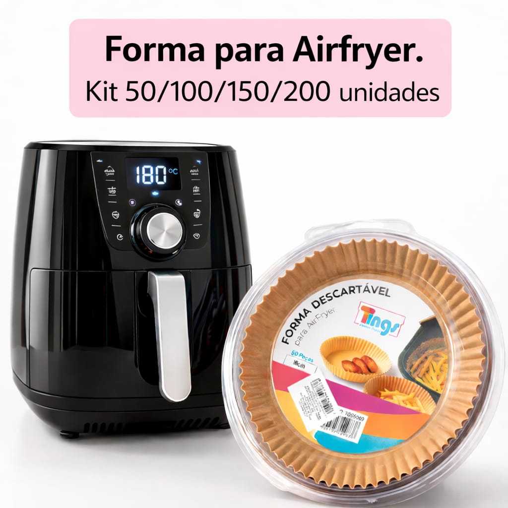 KIT 50/100/150/200 Formas Assadeira Papel Manteiga Descartável Para Air fryer Sem Sujeira