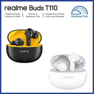 Fone de Ouvido Realme Buds T110 – Bluetooth 5.4, Som com Graves Potentes, 38h de Bateria e Cancelamento de Ruído ENC em Oferta na Shopee