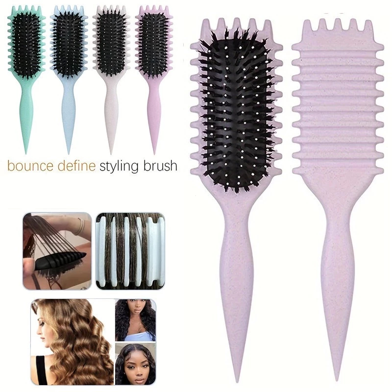 1 Escova De Ondulação Cerdas De Javali Pontas P/ Reduzir Puxar E Separar Cachos Perfeitos Onduladas Liso Cacheada Cabelo