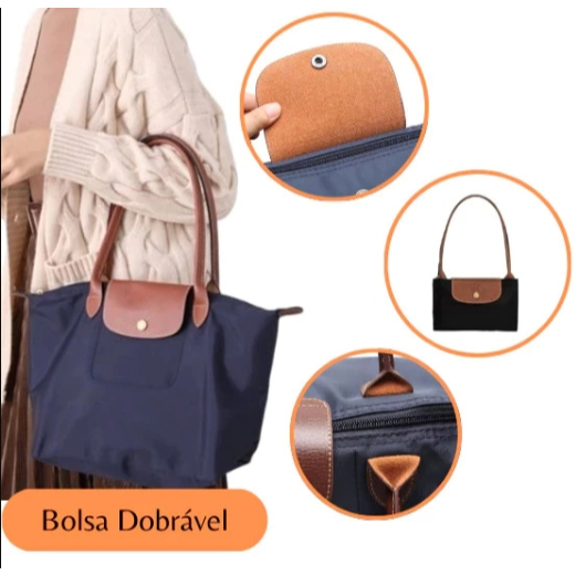 Bolsa De Ombro Faculdade Trabalho Dobrável Impermeável Grande e Média Feminina