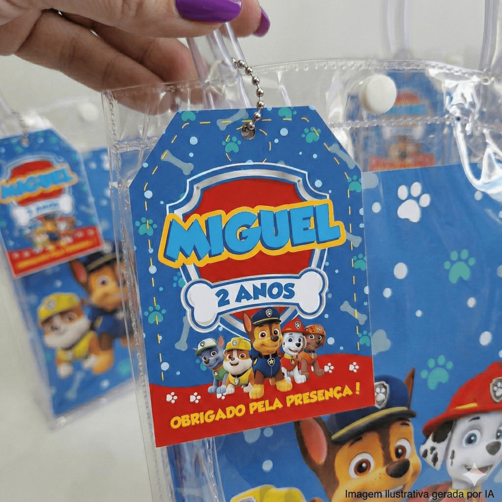 TAG Lembrancinha/sacolinha Patrulha Canina | Cartão Agradecimento  | Aniversário | Personalizados