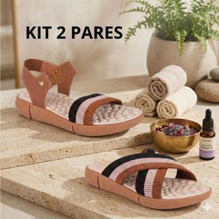 Kit 2 Pares Chinelo + Sandália Ortopédicos Femininos Elástico Canelado Resistente Leve Confortável em Oferta na Shopee