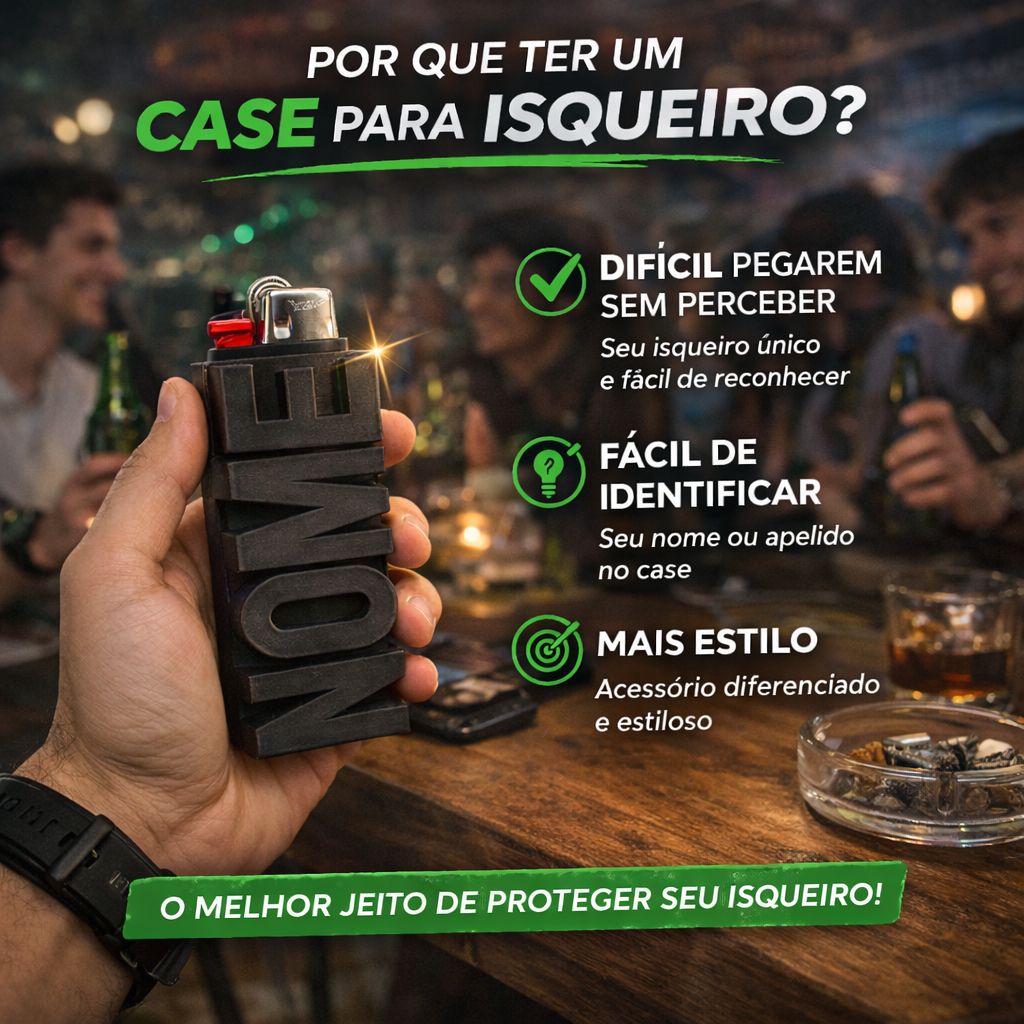 Capinha Capa Case Isqueiro Porta BIC Personalizado Seu Nome Apelido Exclusivo Antifurto Presente — imagem 2 de 2