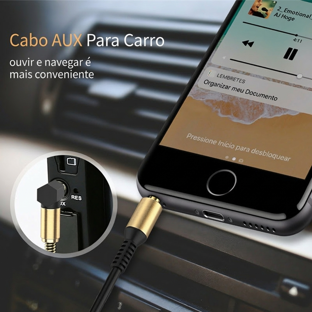 Cabo Auxiliar Espiral Mola P2 + P2 Stereo Áudio 3.5mm — imagem 2 de 2