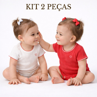 Kit 2 Peças Body Bebê Picueta+Bordado Confortável Premium Ribana Conforto Alta Qualidade Bory em Oferta na Shopee