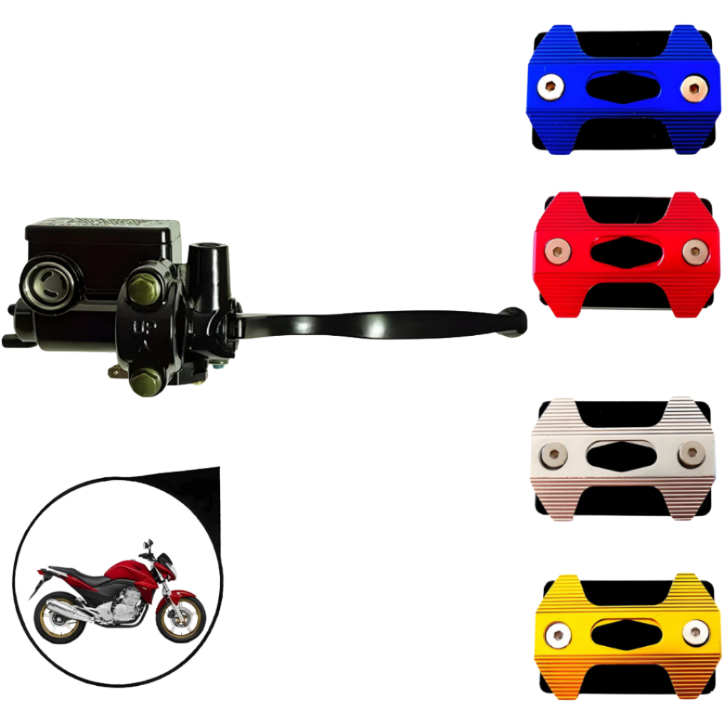 Cilindro Mestre Universal Freio + Tampa CNC Titan Fan Bros CG Fazer Twister Factor Honda Moto