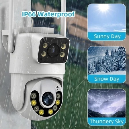 Câmera De Segurança a Prova de água Lente Dupla APP ICSEE IP66 Camera IP WiFi 360 ming