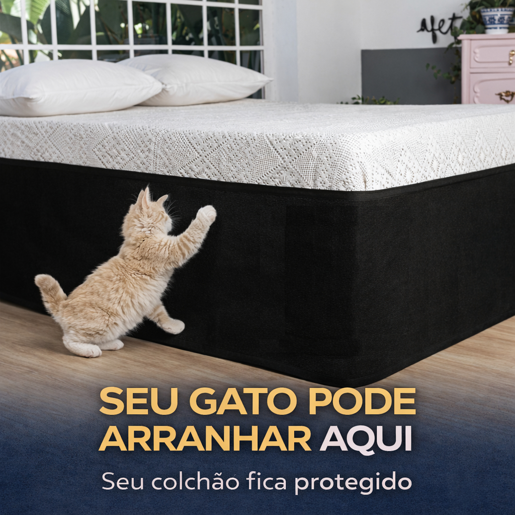 Protetor Saia Cama Box para Gato Arranhador Protege Colchão e Laterais