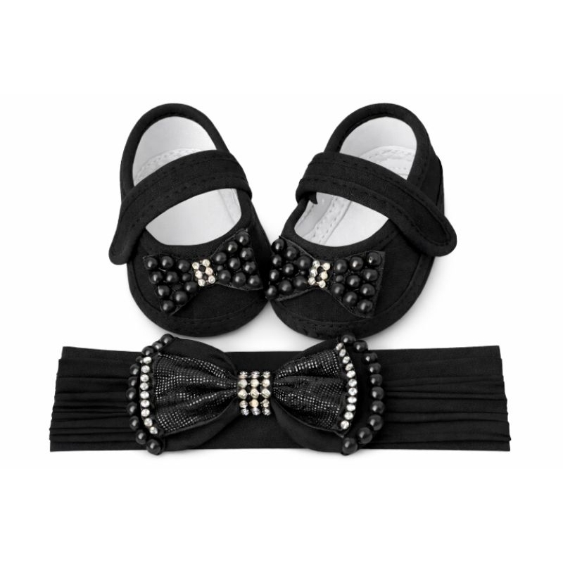 sapatilha+ faixa para bebê luxo laço com pérolas, sapatinho para bebê festa preto, sapatinho para bebê festa marsala