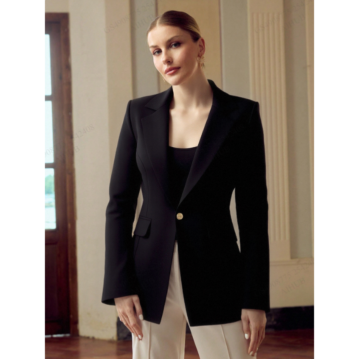 Blazer Max Forrado social alfaiataria feminina com um botão H9
