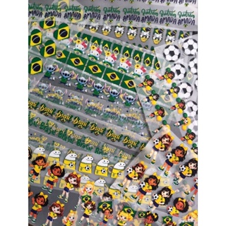 16 Estampa termocolante Brasil copa para tecidos aplicar com seu o ferro de passar 3 centímetros de altura. em Oferta na Shopee