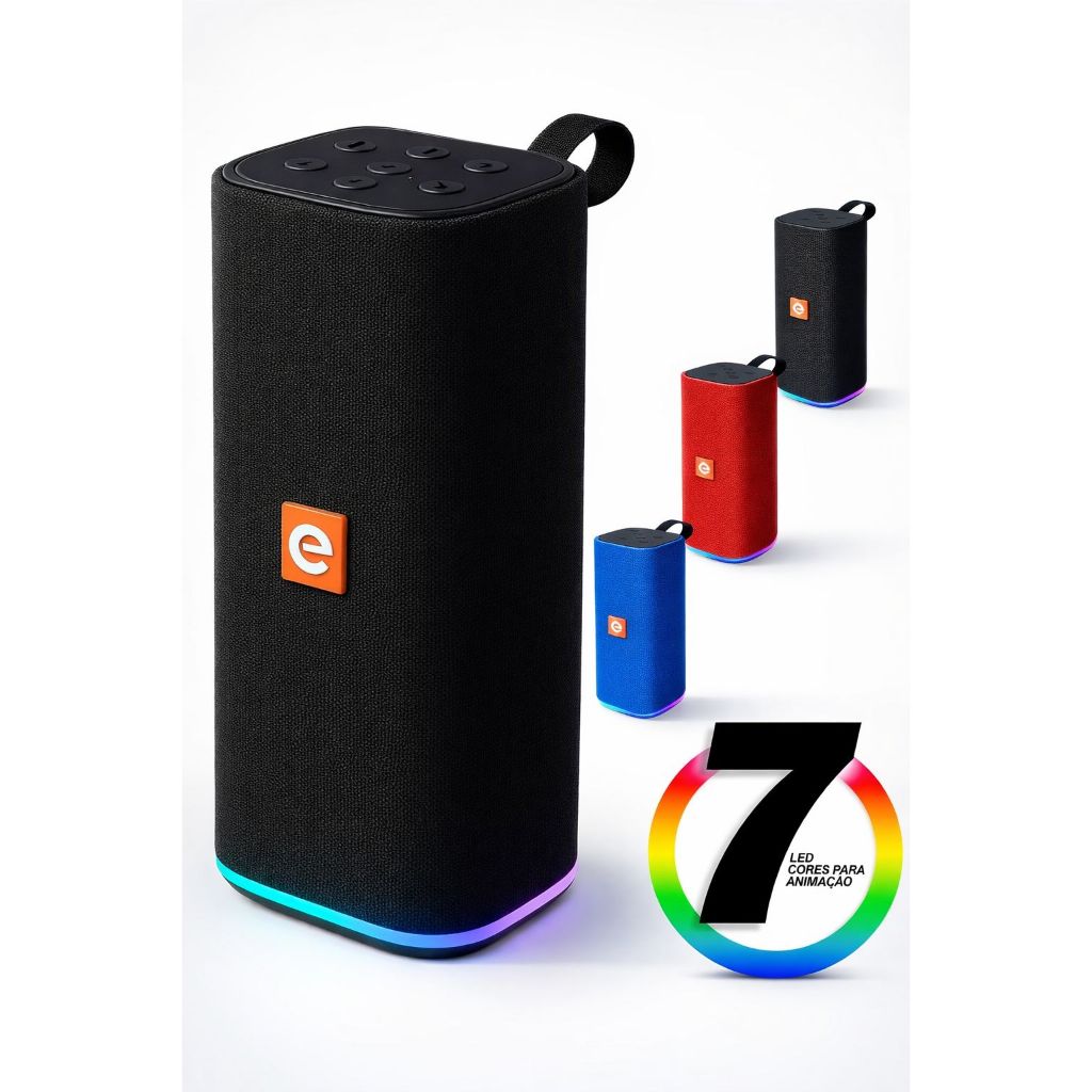 Caixa De Som Bluetooth Portátil Recarregável Led RGB USB SD Radio FM AUX Exbom 31BTL 33BTL 5w 10w